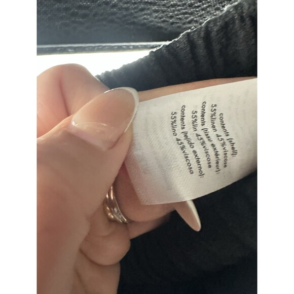 We Wore What Tie Waist Linen Pant Size L Washed Black - Picture 5 of 5